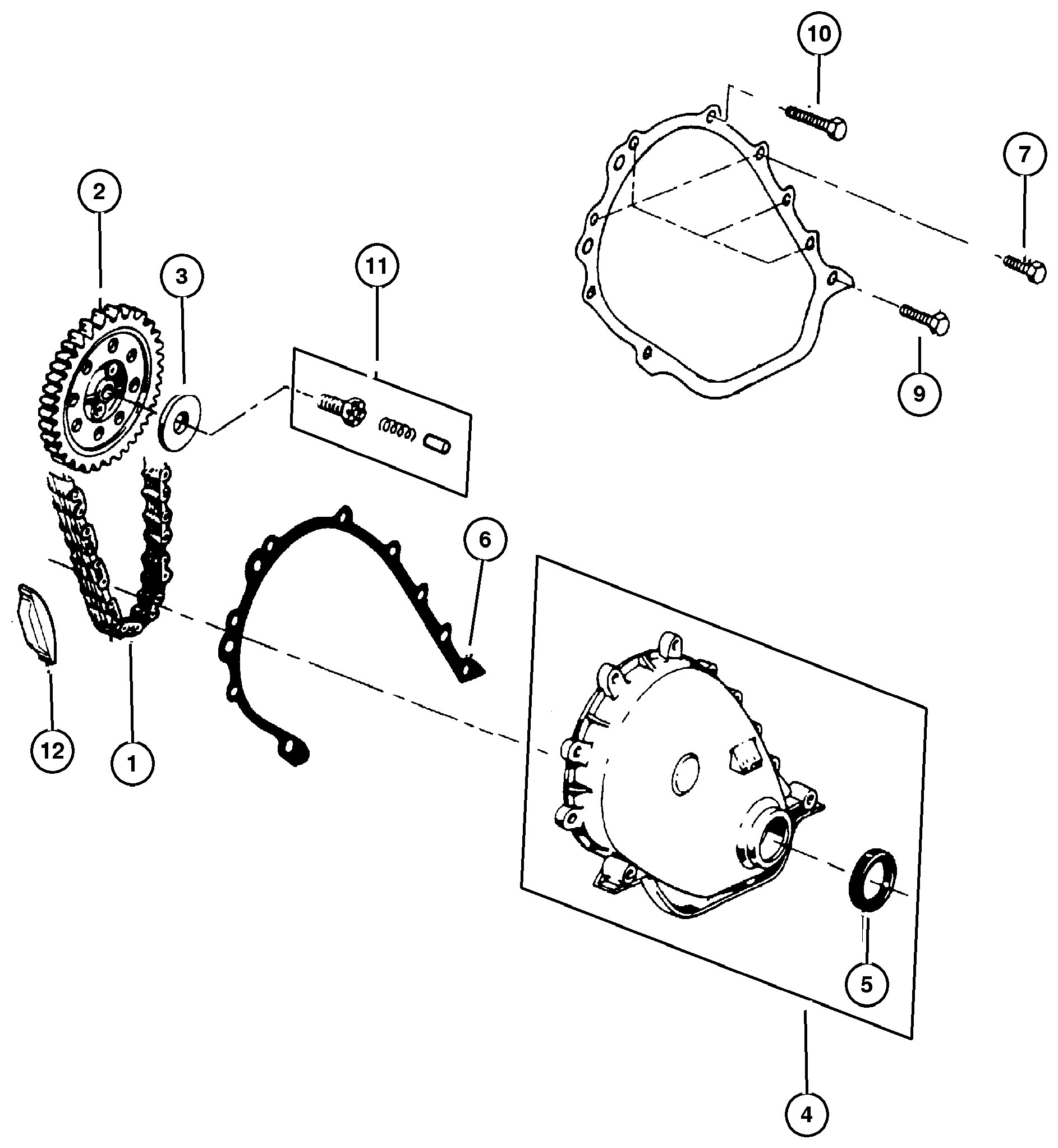 Exploded view: Timing Gear and Cover 4.0L (ERH) Engine