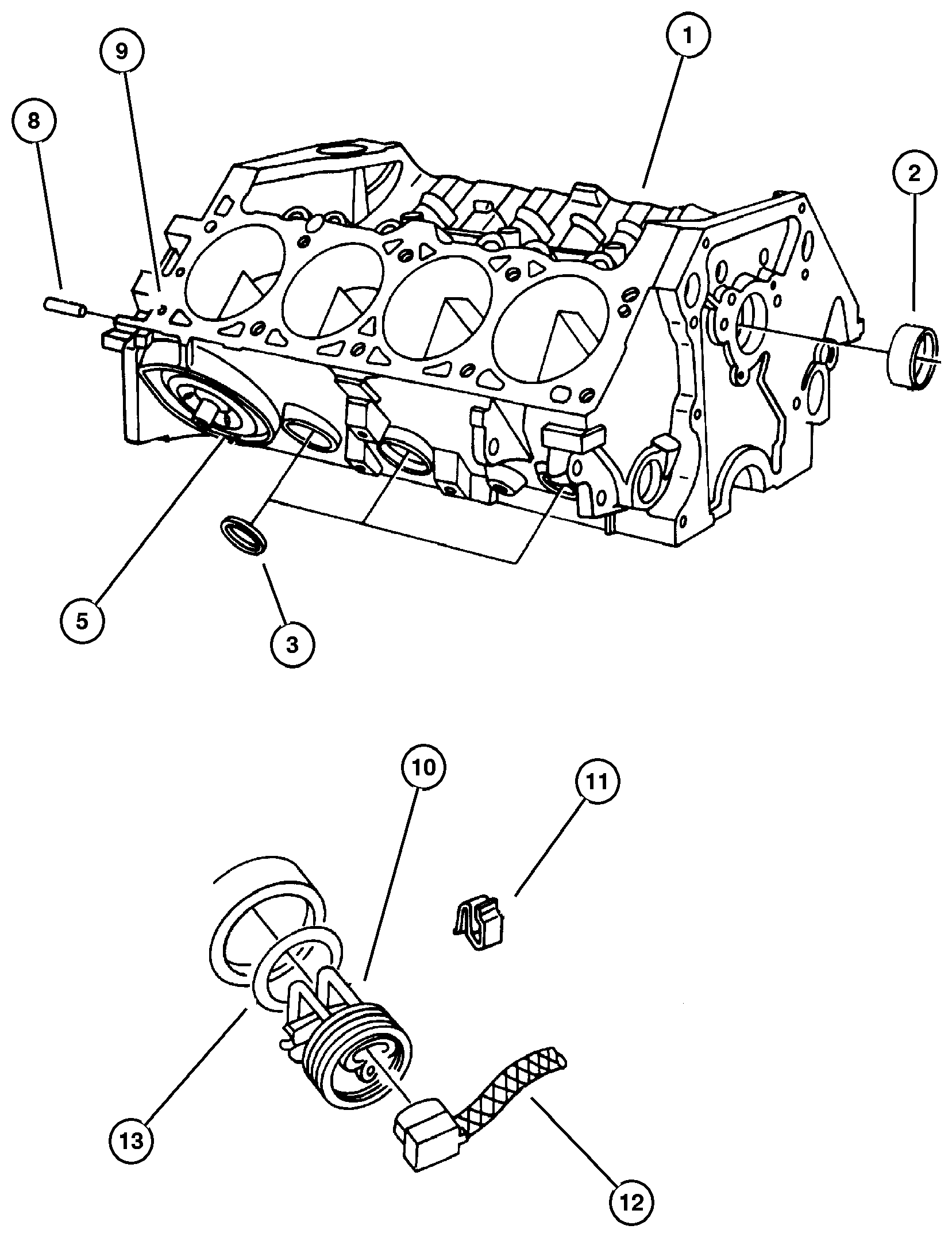 Exploded view: Cylinder Block 5.2L (ELF) Engine