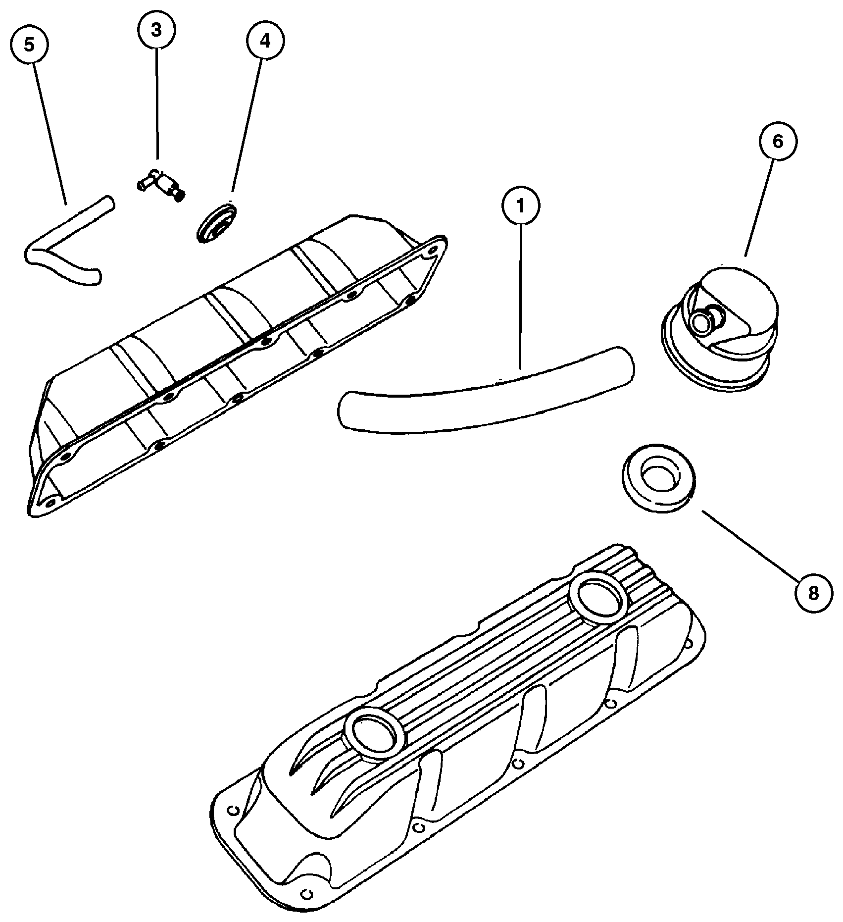 Exploded view: Crankcase Ventilation 5.2L (ELF) Engine