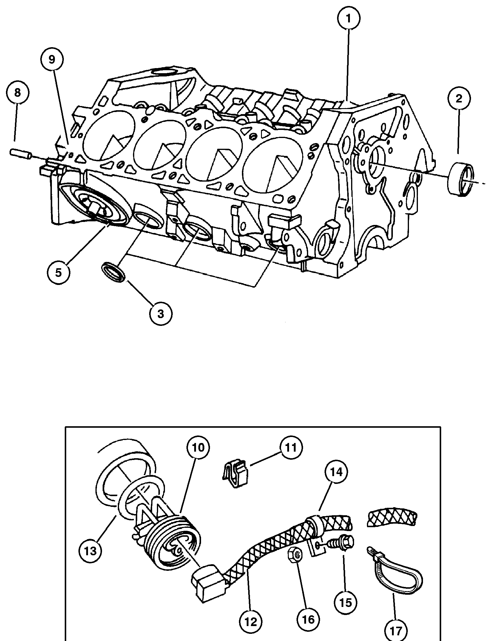 Exploded view: Cylinder Block 5.9L (EML) Engine