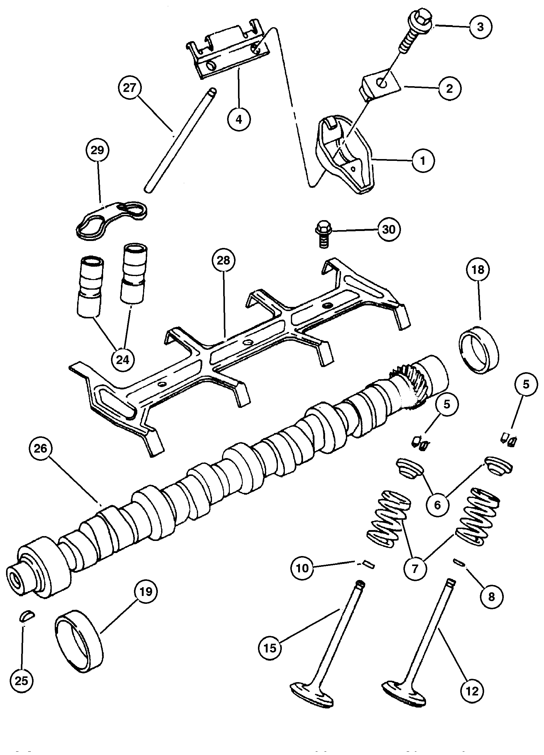 Exploded view: Camshaft and Valves 5.9L (EML) Engine