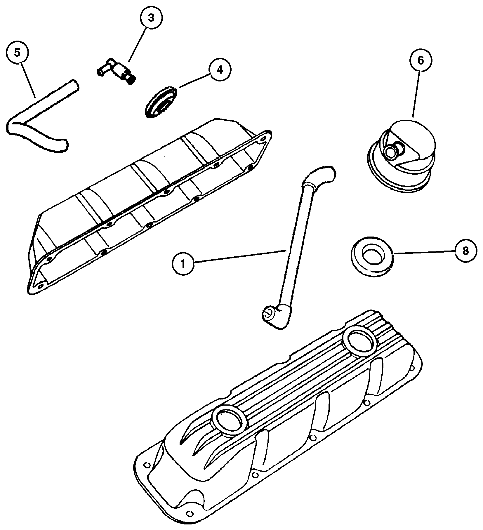 Exploded view: Crankcase Ventilation 5.9L (EML) Engine