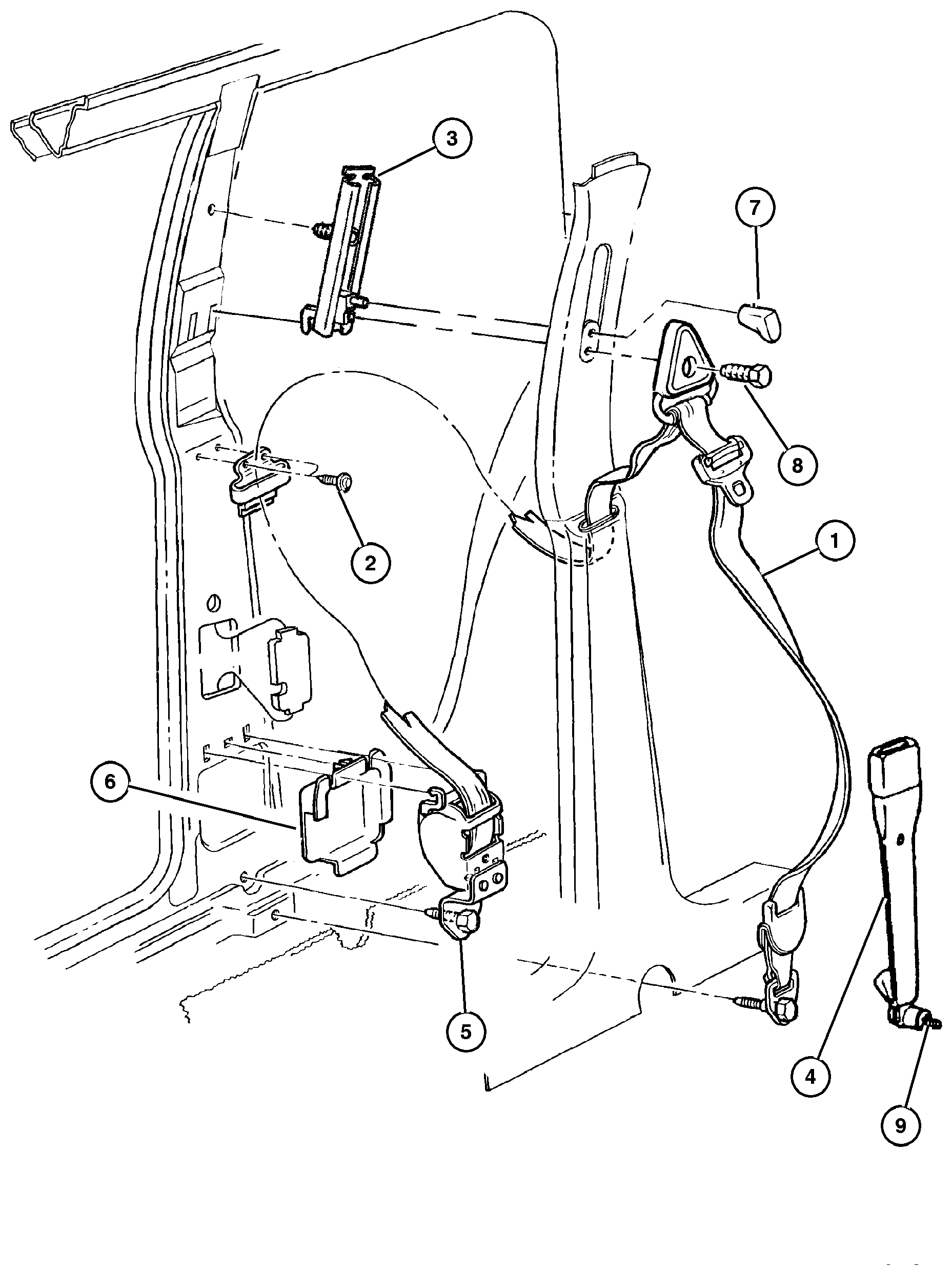 Exploded view: Seat Belts, Front Seat