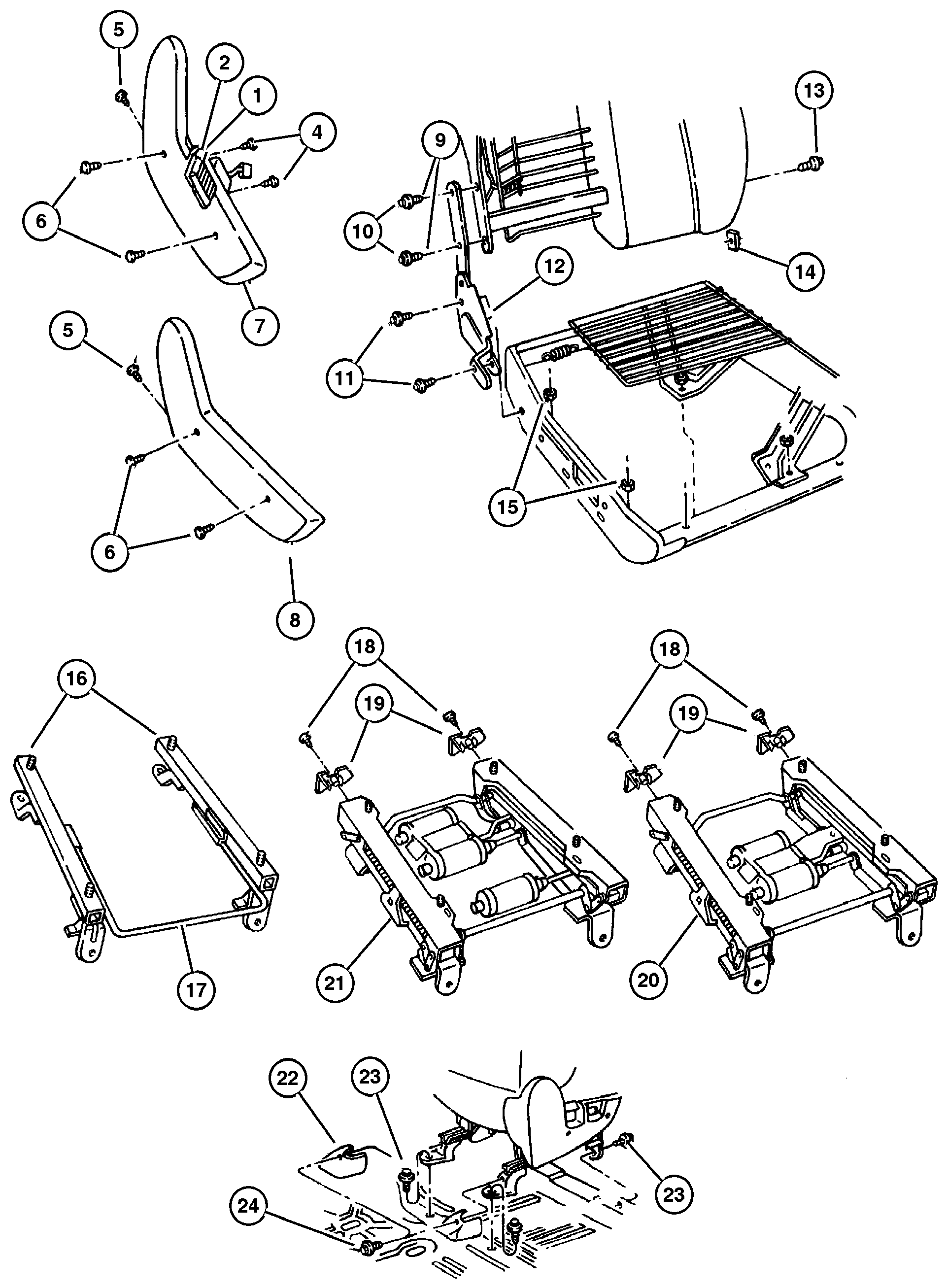 Exploded view: Recliner And Seat Track, Front Seat