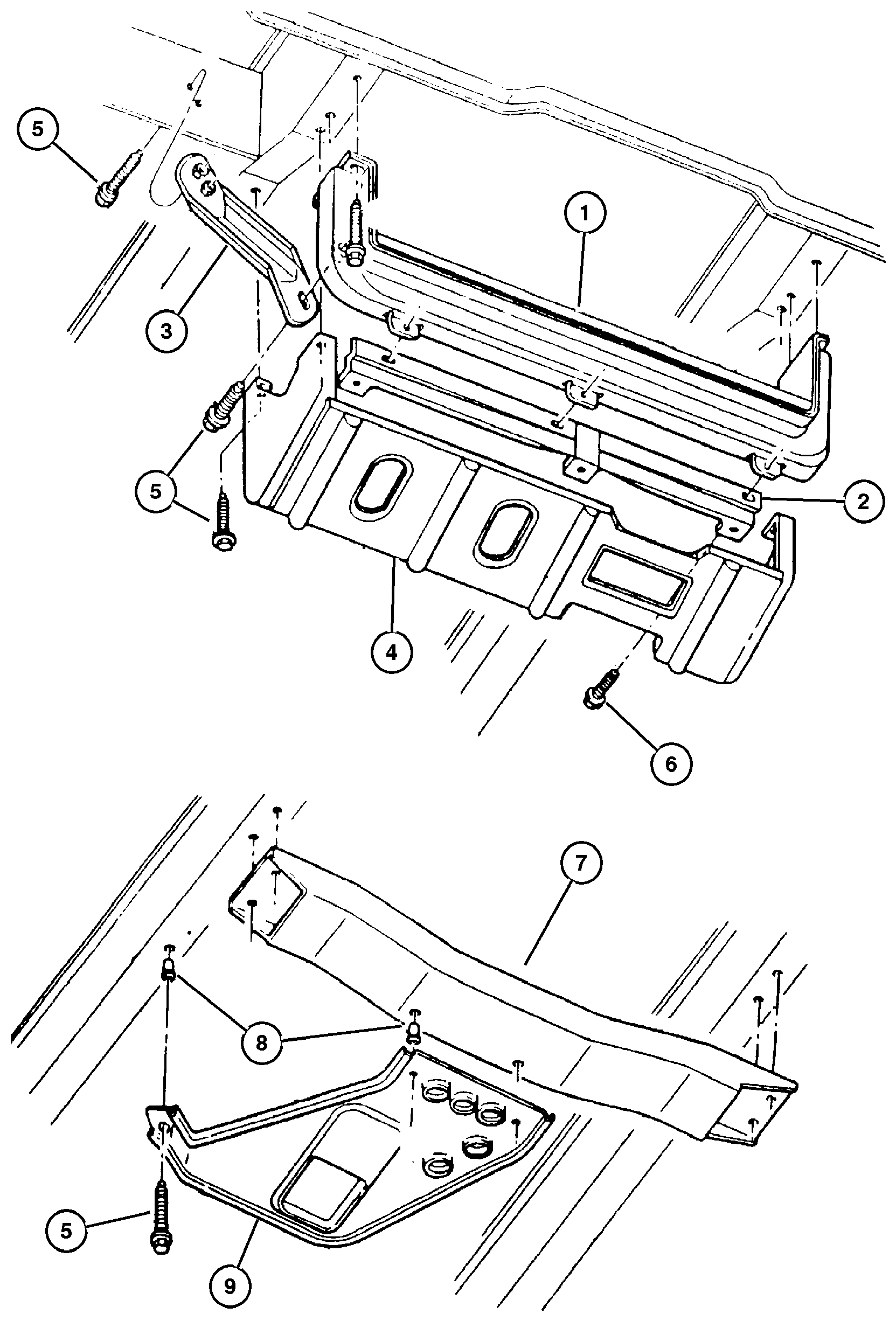 Exploded view: Front End Skid Plates