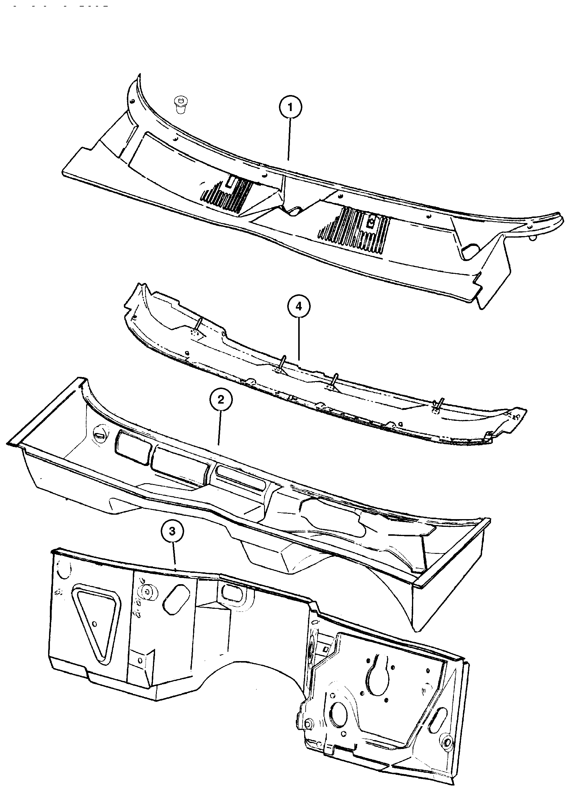 Exploded view: Panels, Cowl and Dash