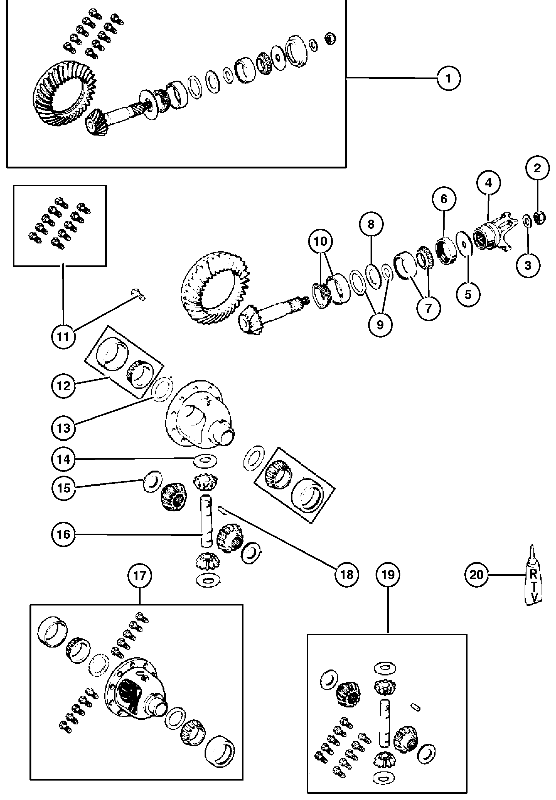 Exploded view: Differential,Front Axle