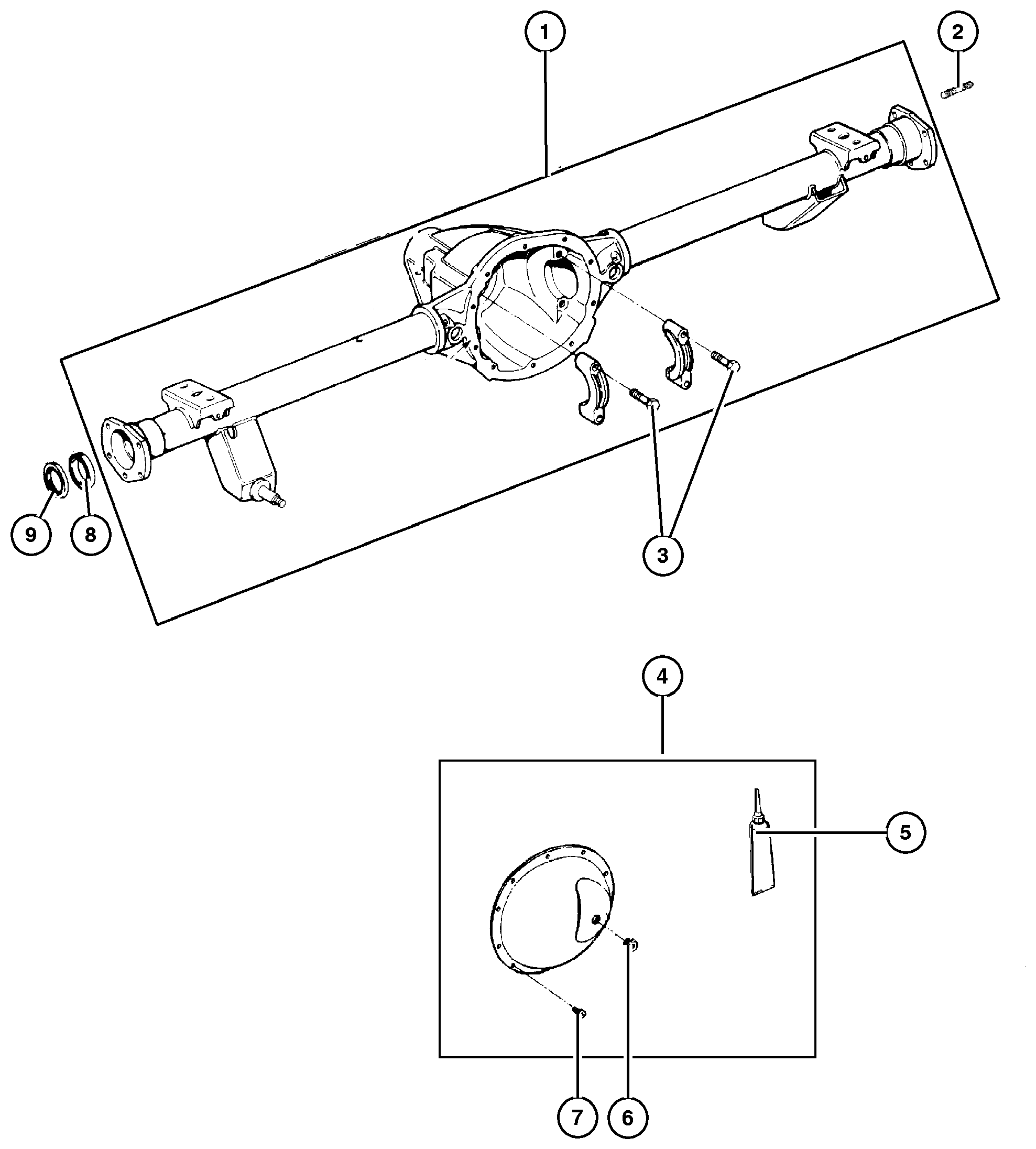 Exploded view: Housing,Rear Axle,Dana 35C/194MM [DRM]