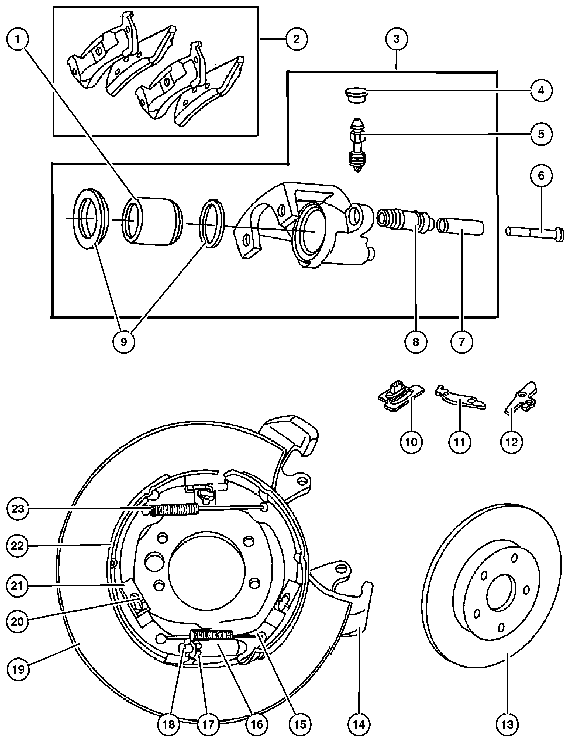 Exploded view: Brakes,Rear,Disc