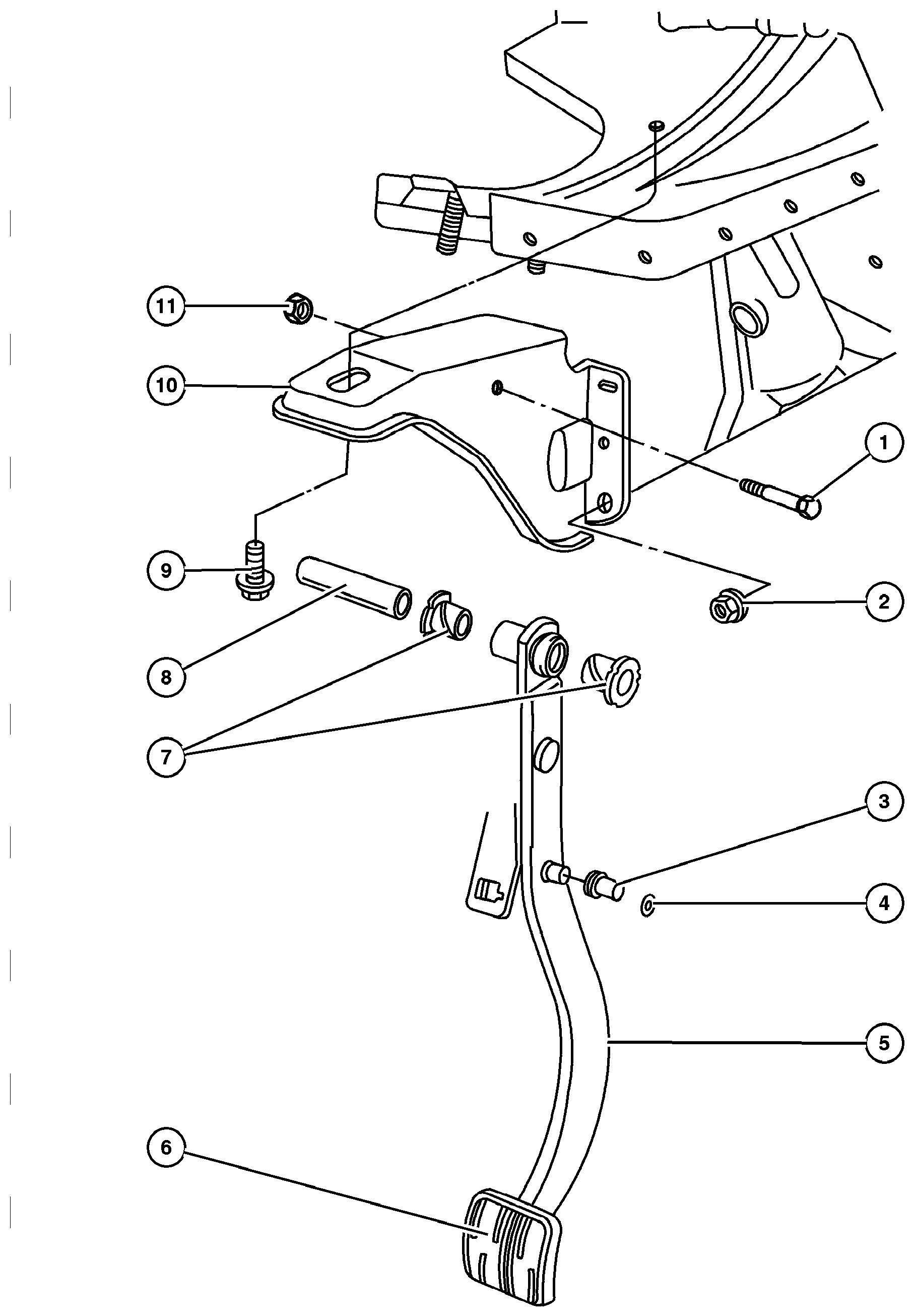 Exploded view: Pedals,Brake