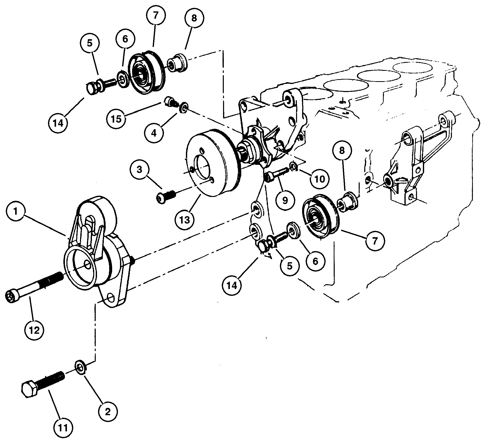 Exploded view: Drive Pulleys 2.5L Diesel Engine