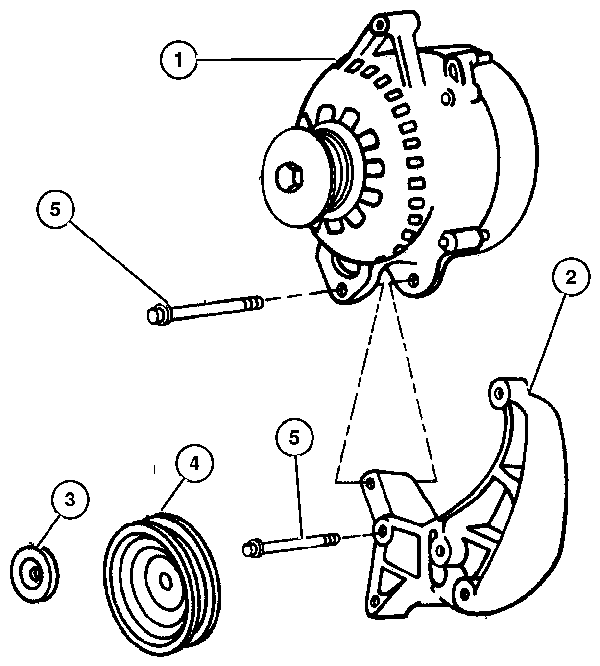 Exploded view: Alternator & Mounting 5.2L & 5.9L Engine