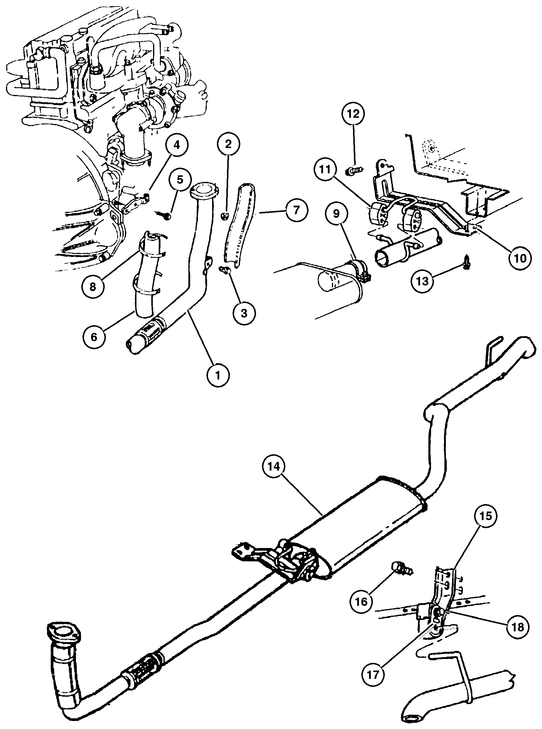 Exploded view: Exaust System (ENC) 2.5L Diesel Engine