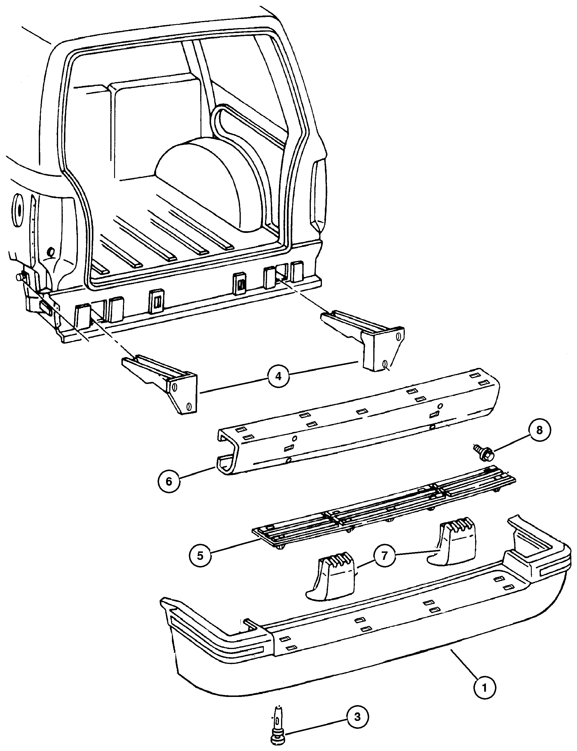 Exploded view: Bumper, Rear