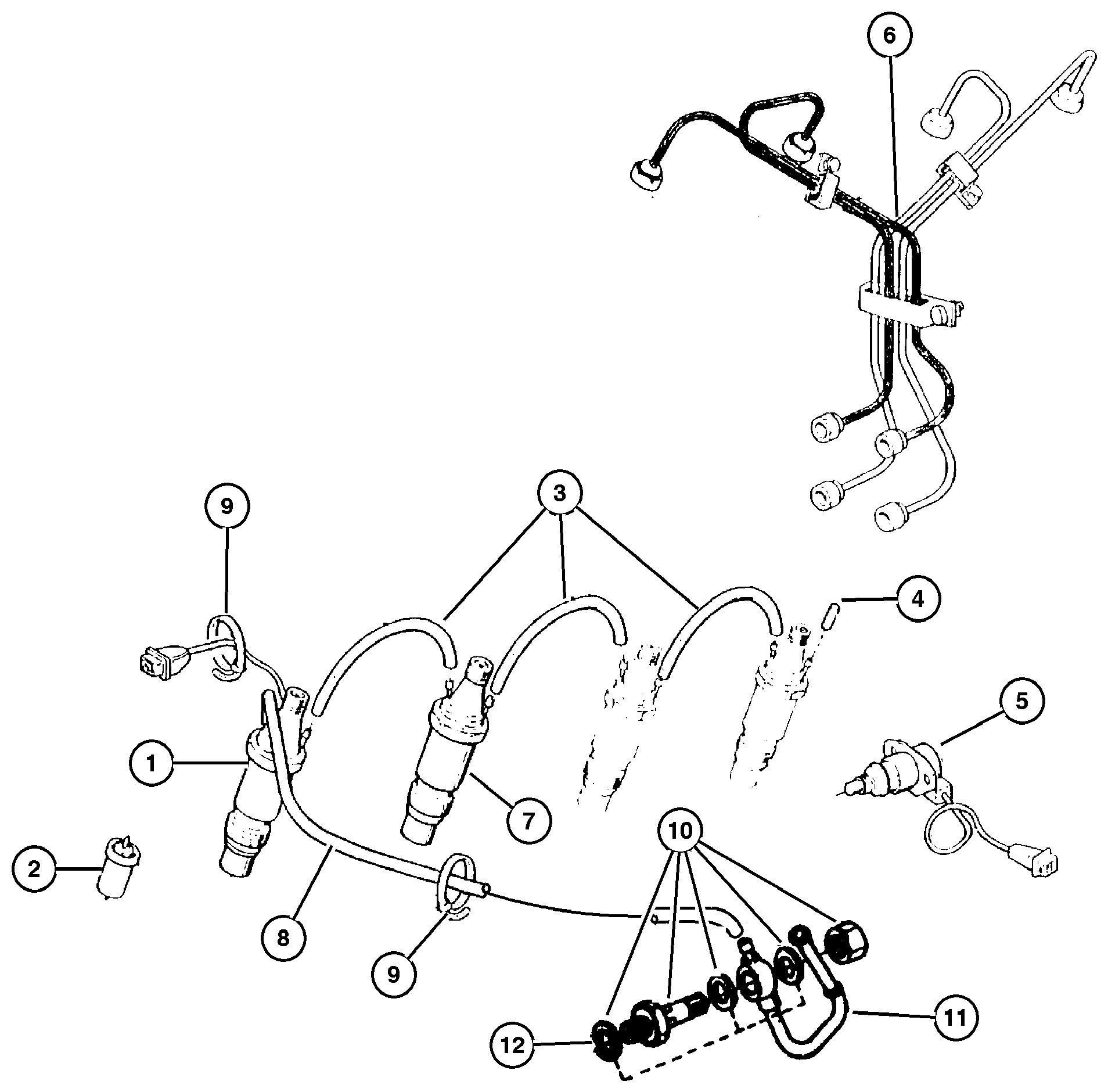 Exploded view: Fuel Injection System 2.5L Diesel Engine
