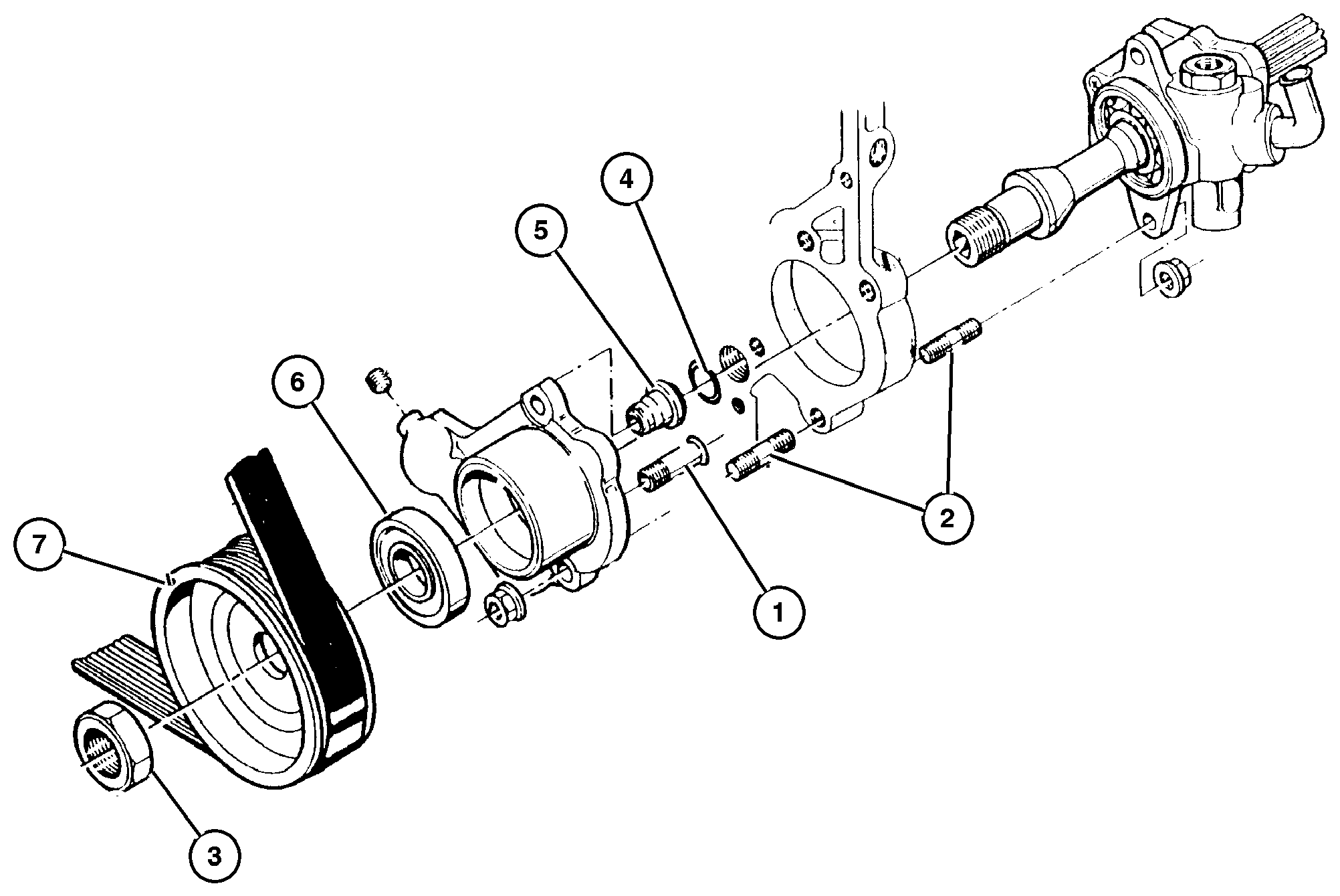 Exploded view: Pump Mounting, w/Diesel Engine