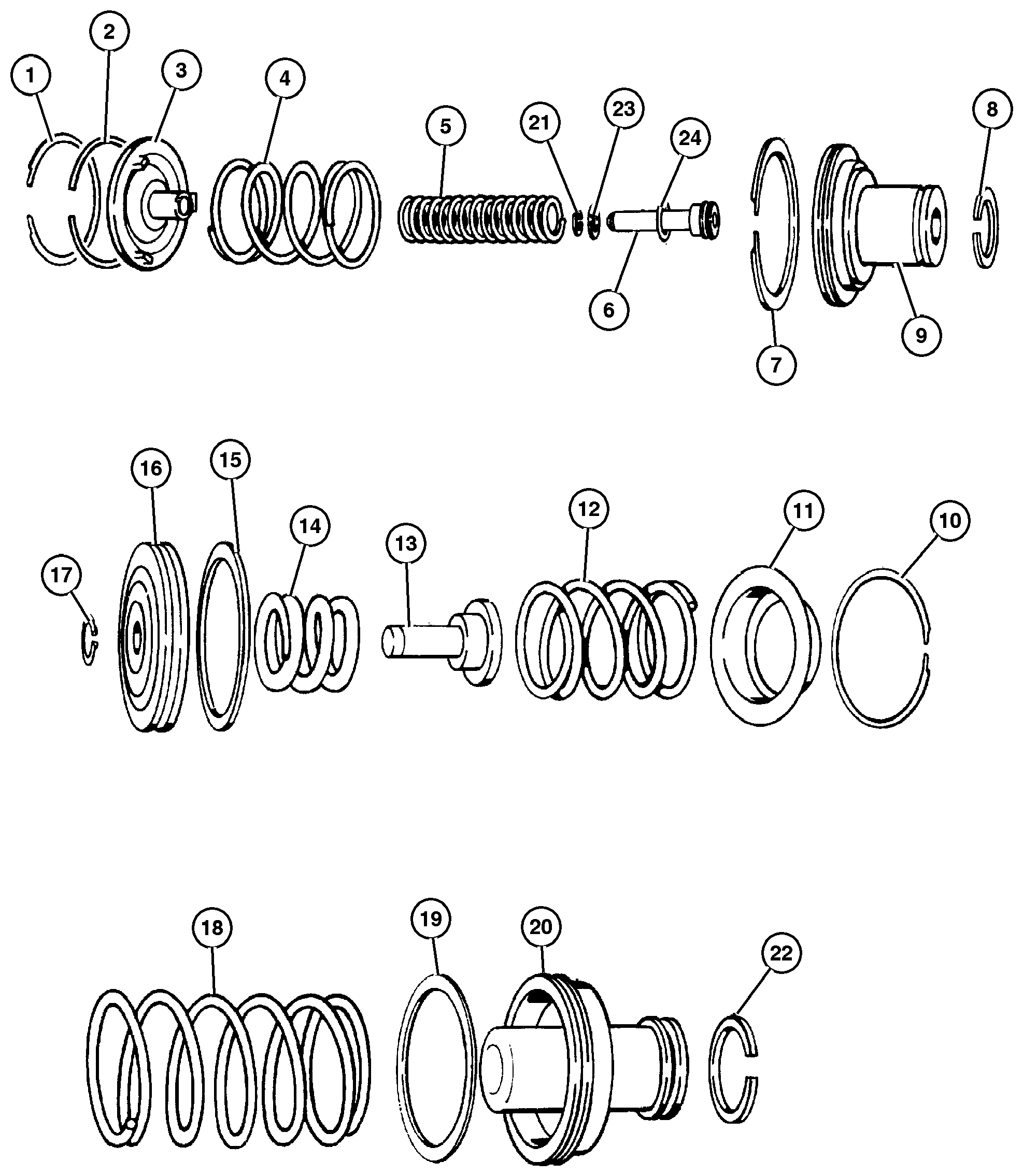 Exploded view: Servos and Accumulator Spring