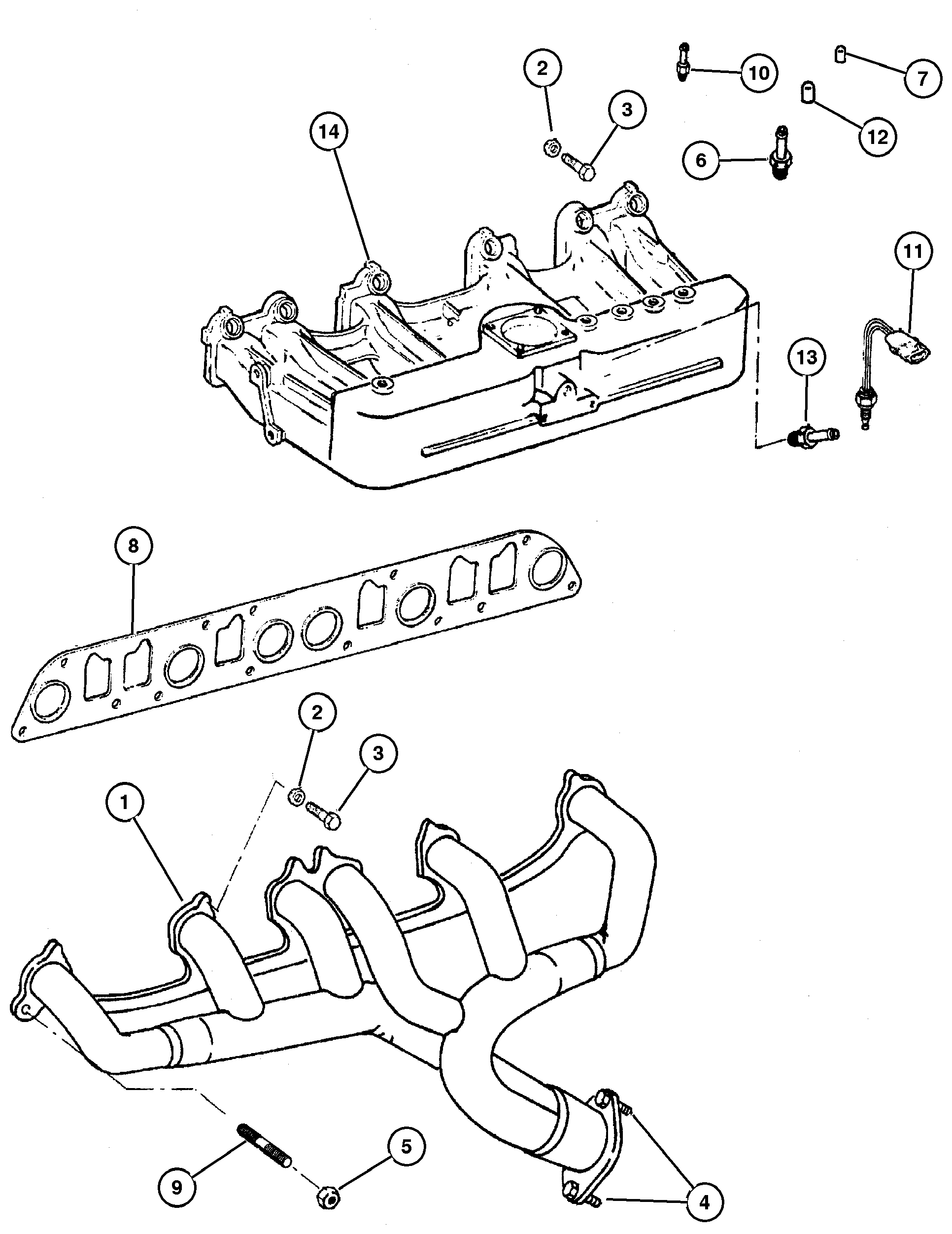 Exploded view: Manifold, Intake & Exhaust (ERH) 4.0L