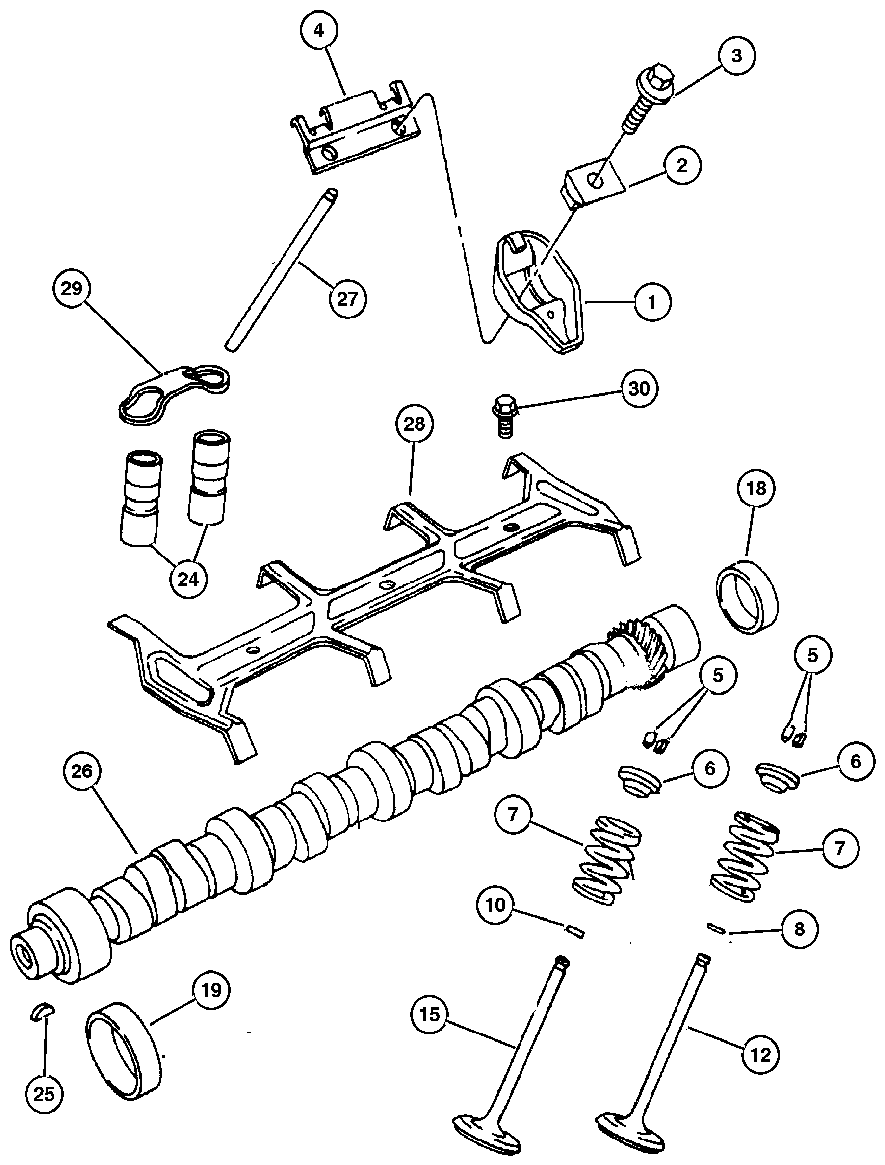 Exploded view: Camshaft & Valves (ELF)