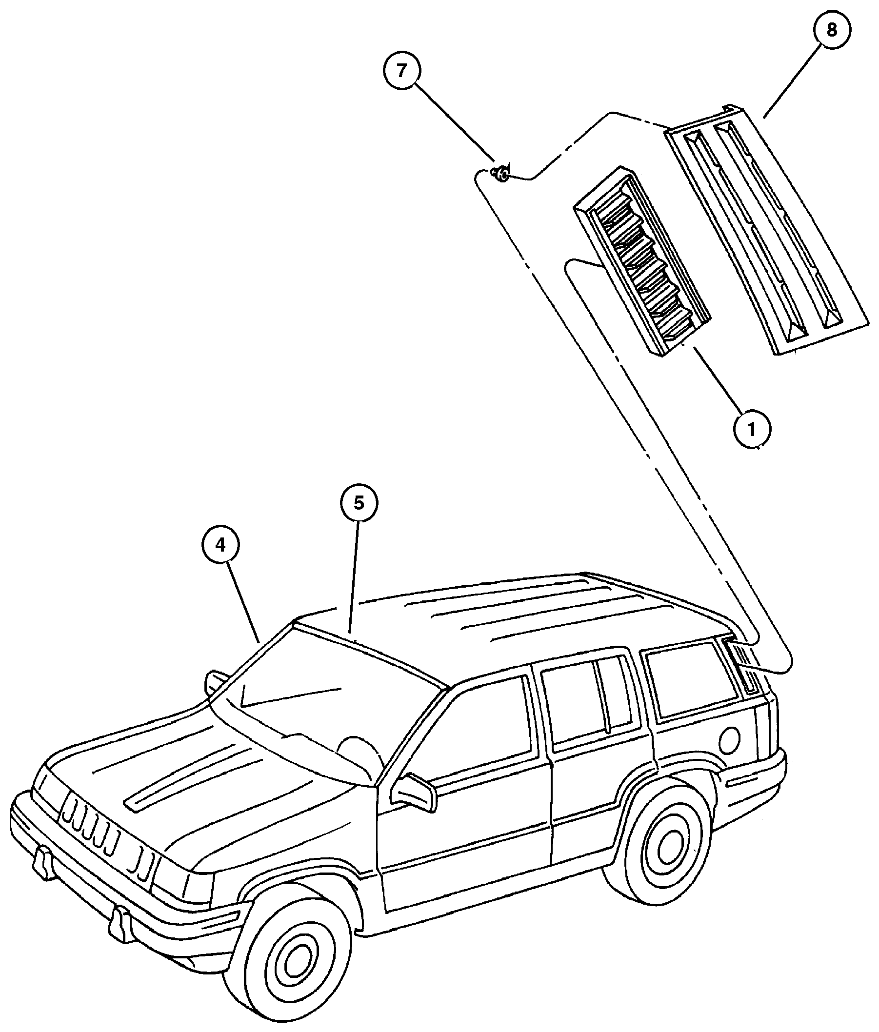 Exploded view: Moldings, Upper