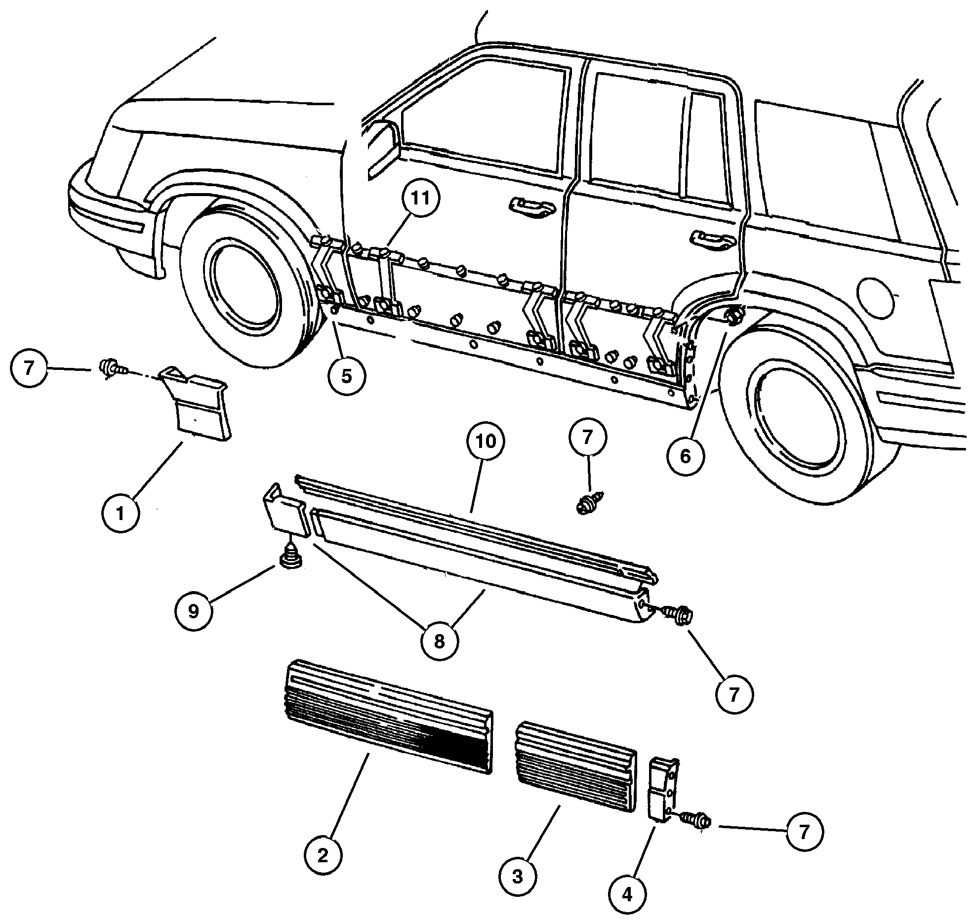 Exploded view: Cladding and Sill Moldings
