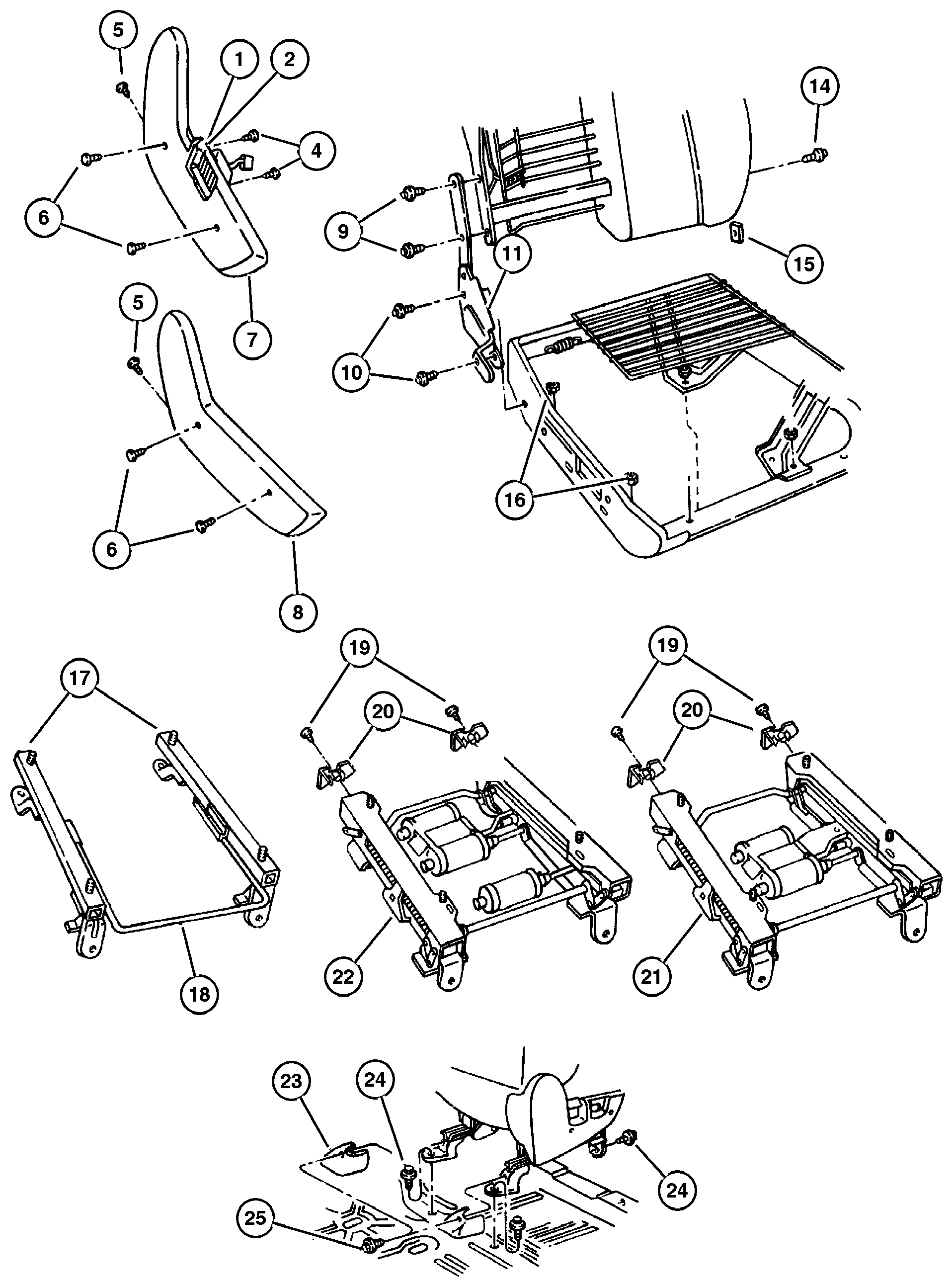 Exploded view: Recliner and Seat Track