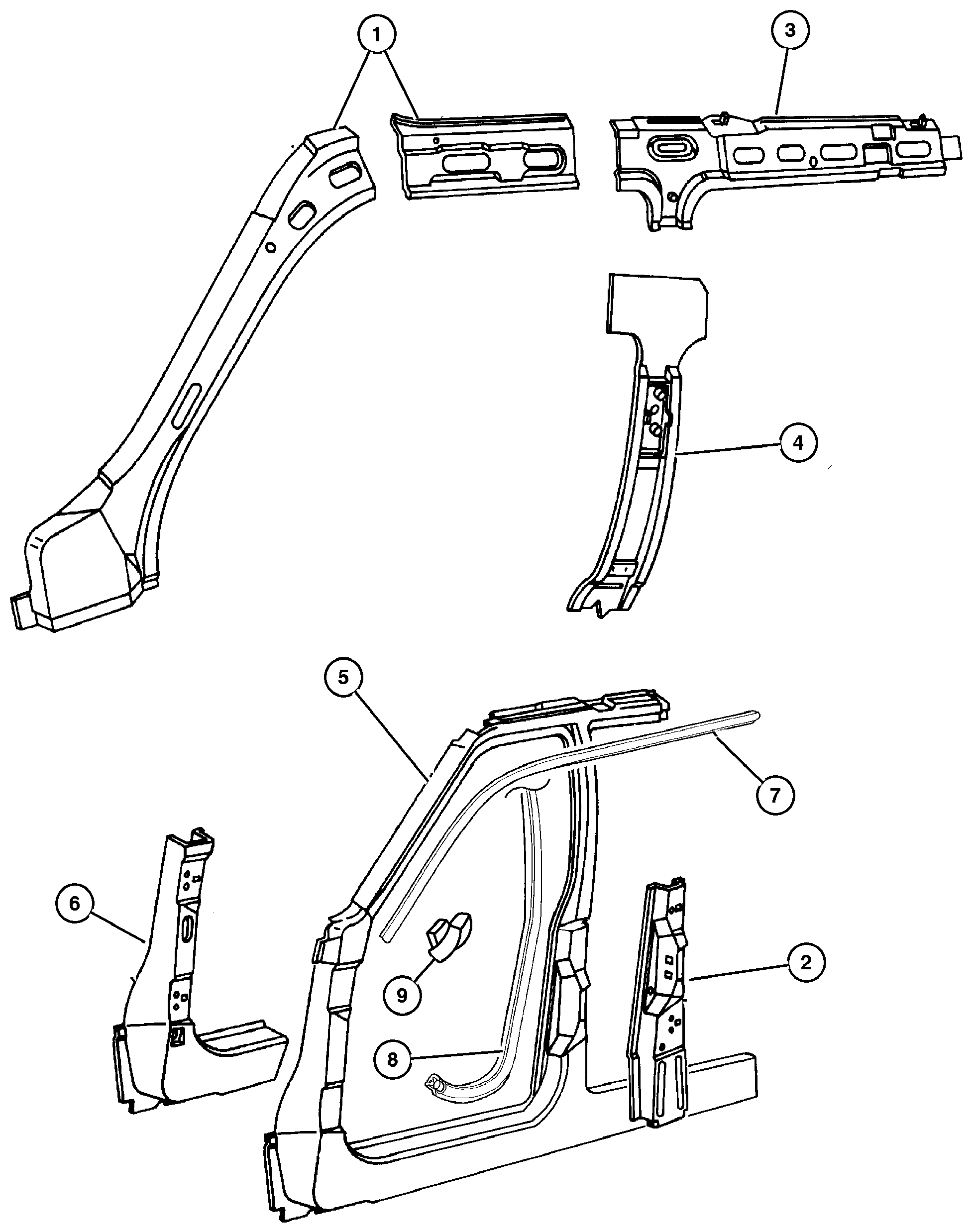Exploded view: Panels, Body Side